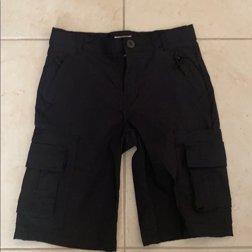 Black cargo adjustable Dri stretch boys shorts